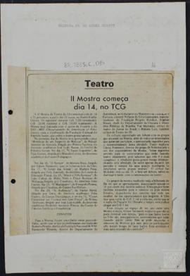 TEATRO - II MOSTRA COMEÇA DIA 14 NO TCG