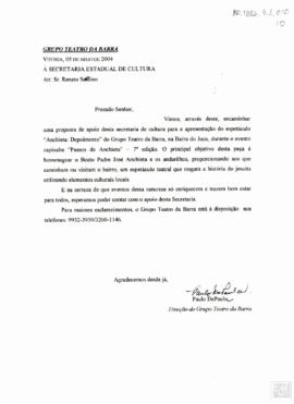 SOLICITAÇÃO DE APOIO SECRETARIA ESTADUAL DE CULTURA