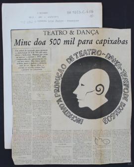 TEATRO E DANÇA - MINC DOA 500MIL PARA CAPIXABAS