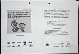 CONVITE "3º GRANDE FESTIVAL DE TEATRO INFANTIL DO ESPÍRITO SANTO"