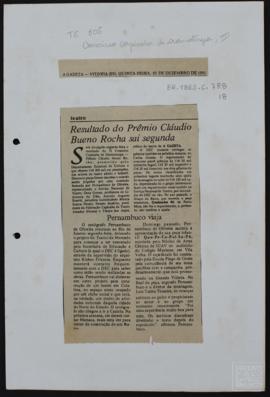 RESULTADO DO PRÊMIO CLAUDIO BUENO ROCHA SAI SEGUNDA / PERNAMBUCO VIAJA