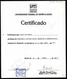 "CERTIFICADO "SEMINÁRIO CULTURA HOJE"
