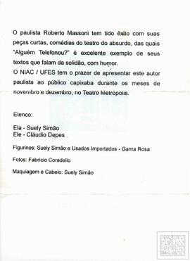 "ALGUÉM TELEFONOU?"