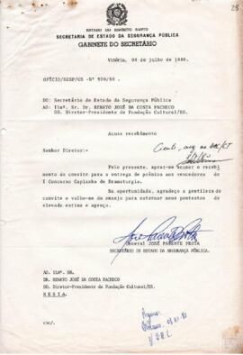 OFÍCIO RESPOSTA A CONVITE PARA ENTREGA DE PREMIAÇÃO