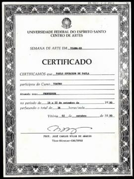 CERTIFICADO "SEMANA DE ARTE EM VIANA"