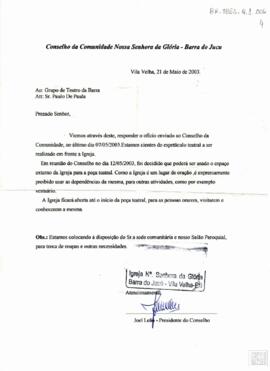 RESPOSTA AO PEDIDO DE AUTORIZAÇÃO IGREJA NOSSA SENHORA DA GLÓRIA