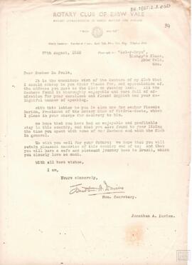 CARTA DO ROTARY CLUB OF EBBW VALE