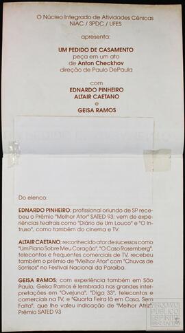 FOLDER "UM PEDIDO DE CASAMENTO"