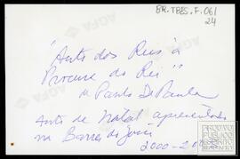 COLETÂNEA "AUTO DOS REIS À PROCURA DO REI" - VERSO