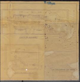 Planta da construção da piscina de natação / Planta da construção da sala de máquina.