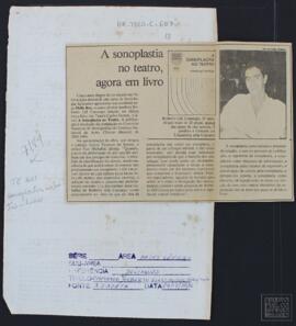 A SONOPLASTIA NO TEATRO; AGORA EM LIVRO