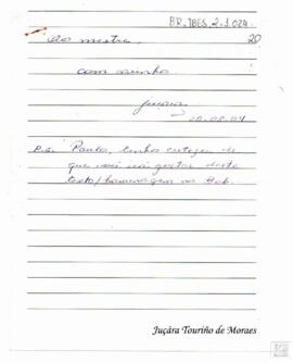 CARTA DE JUÇARA MORAES A PAULO DE PAULA