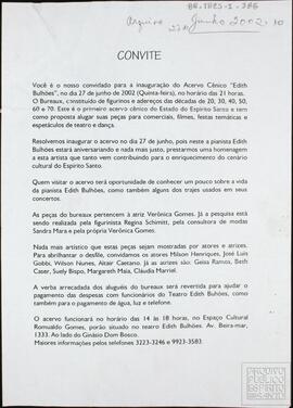 CONVITE "ACERVO CÊNICO EDITH BULHÕES"