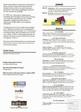 "FAFI TEATRO E DANÇA - PROGRAMA 1999 - 1° SEMESTRE"