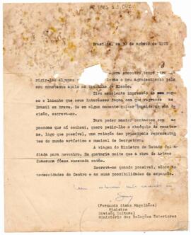 CORRESPONDÊNCIA MINISTÉRIO DAS RELAÇÕES EXTERIORES