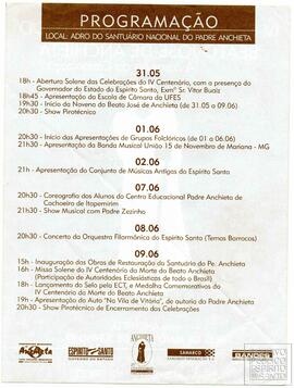 FILIPETA "IV CENTENÁRIO DA MORTE DO BEATO JOSÉ DE ANCHIETA - A CAMINHO DA CANONIZAÇÃO" - VERSO