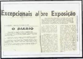 Recorte de Jornal com o título:   “Excepcionais abre Exposição”